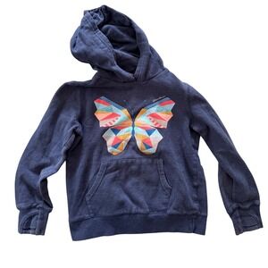 Eddie Bauer Kids Navy Blue Butterfly Graphic Hoodie Sweatshirt Size M 10/12